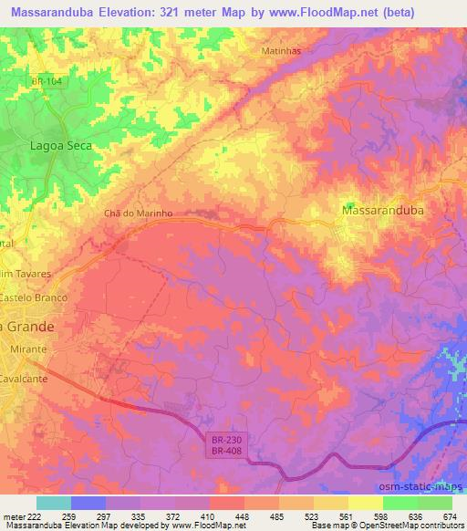 Massaranduba,Brazil Elevation Map