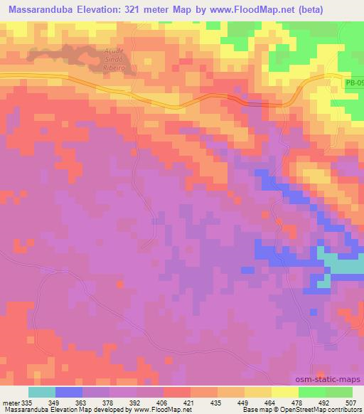 Massaranduba,Brazil Elevation Map