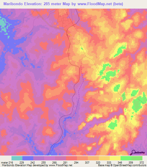 Maribondo,Brazil Elevation Map