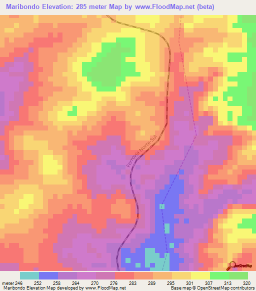 Maribondo,Brazil Elevation Map