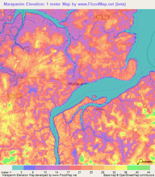 Marapanim,Brazil Elevation Map