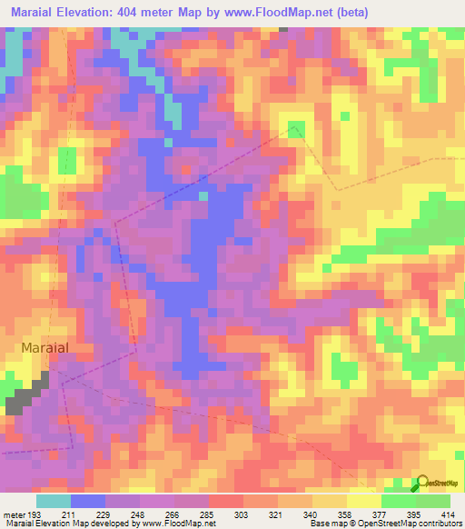 Maraial,Brazil Elevation Map