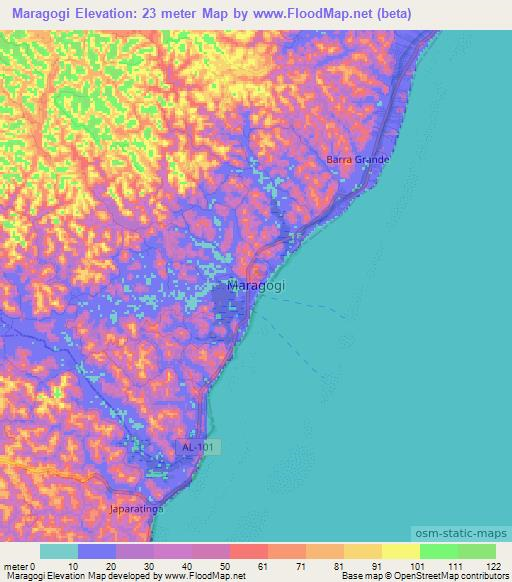 Maragogi,Brazil Elevation Map