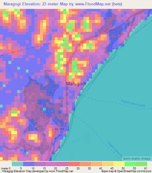 Maragogi,Brazil Elevation Map