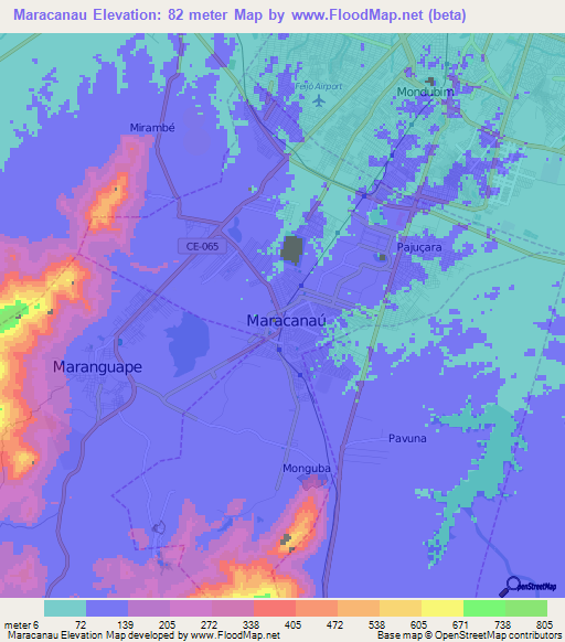 Maracanau,Brazil Elevation Map