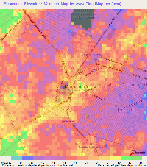 Maracanau,Brazil Elevation Map