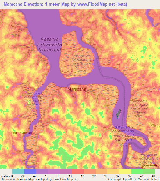 Maracana,Brazil Elevation Map