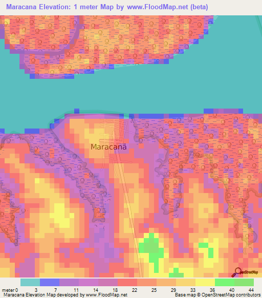 Maracana,Brazil Elevation Map