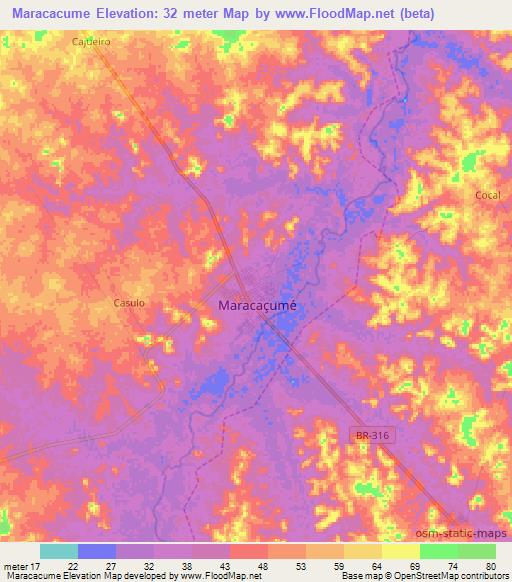 Maracacume,Brazil Elevation Map