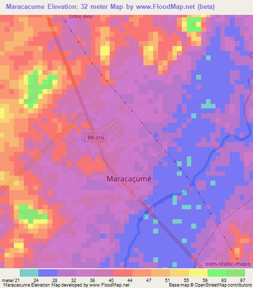 Maracacume,Brazil Elevation Map