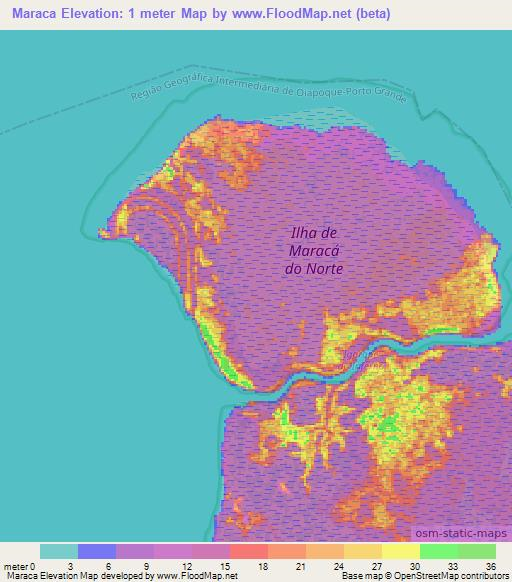 Maraca,Brazil Elevation Map