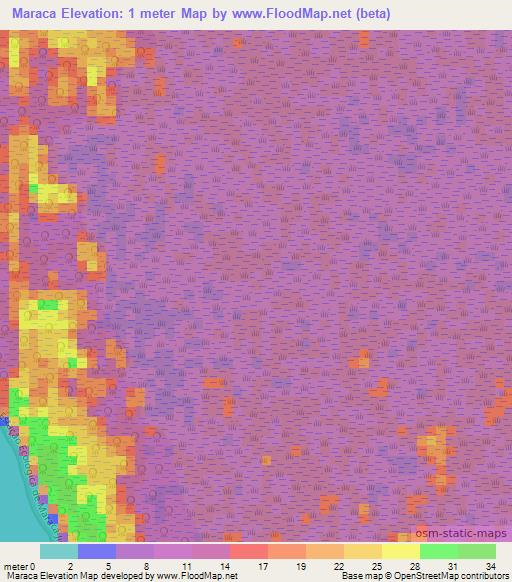 Maraca,Brazil Elevation Map