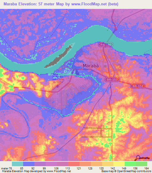 Maraba,Brazil Elevation Map