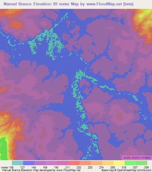 Manuel Branco,Brazil Elevation Map