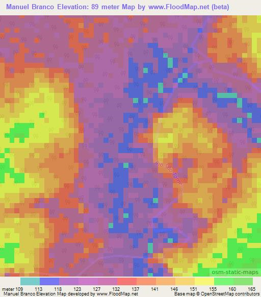 Manuel Branco,Brazil Elevation Map