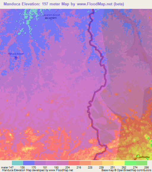 Manduca,Brazil Elevation Map