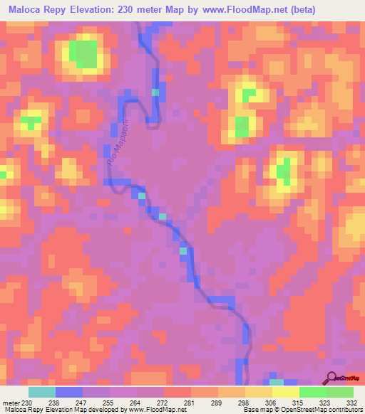 Maloca Repy,Brazil Elevation Map