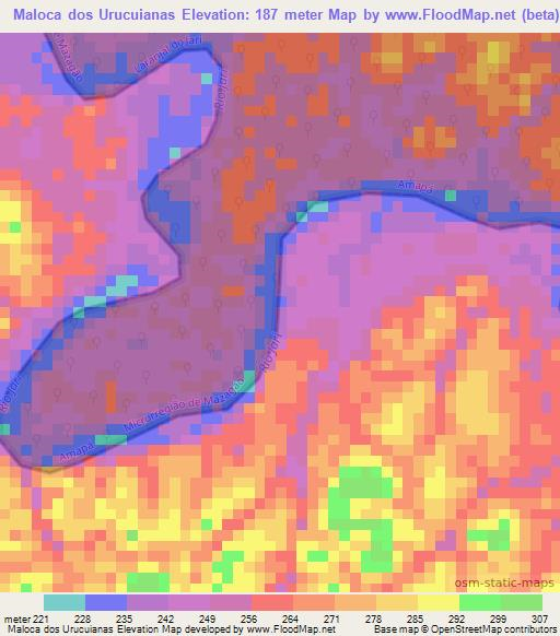 Maloca dos Urucuianas,Brazil Elevation Map