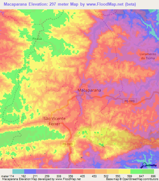 Macaparana,Brazil Elevation Map