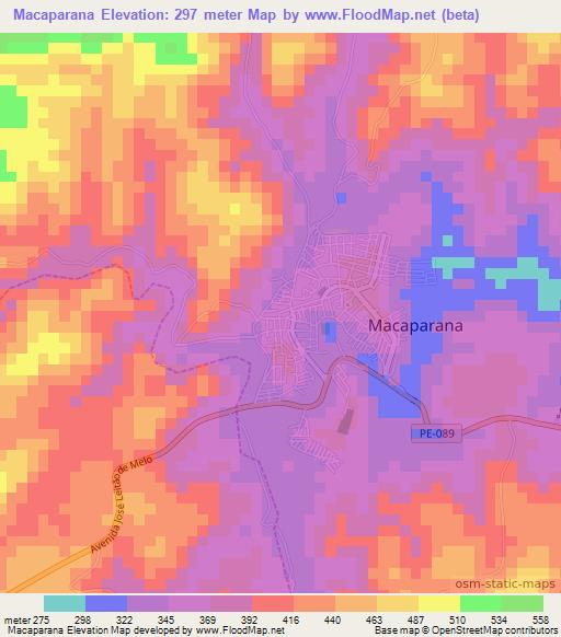 Macaparana,Brazil Elevation Map