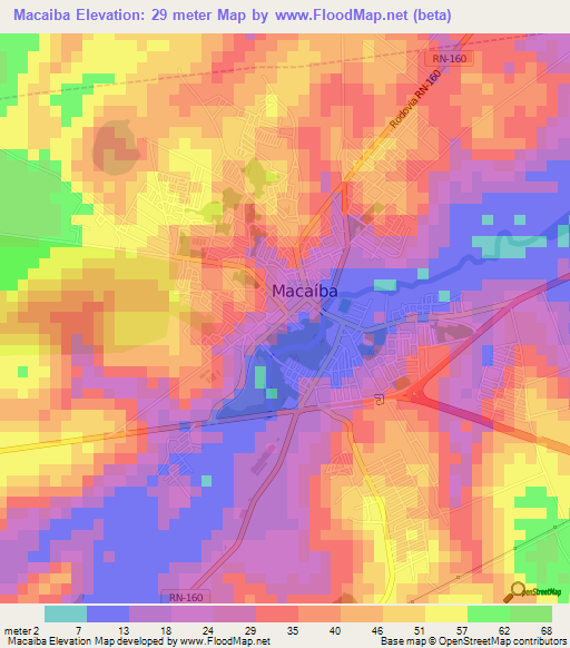 Macaiba,Brazil Elevation Map