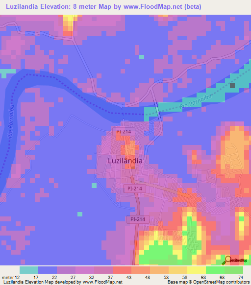 Luzilandia,Brazil Elevation Map