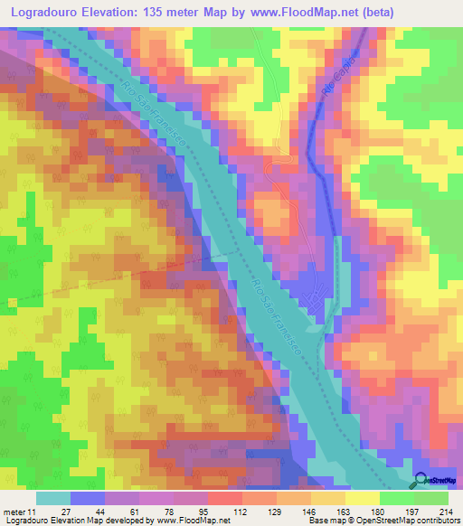 Logradouro,Brazil Elevation Map