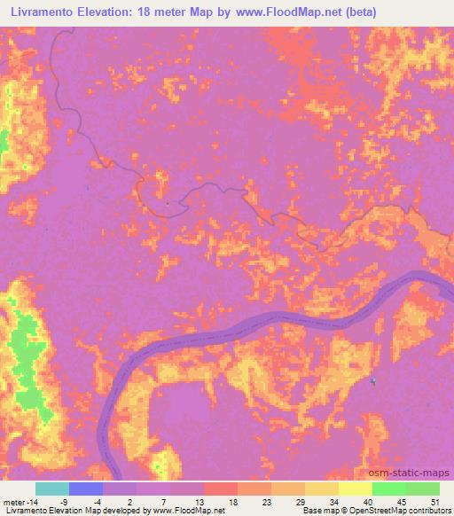 Livramento,Brazil Elevation Map