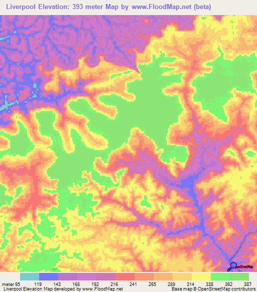 Liverpool,Brazil Elevation Map