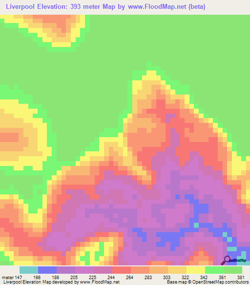 Liverpool,Brazil Elevation Map