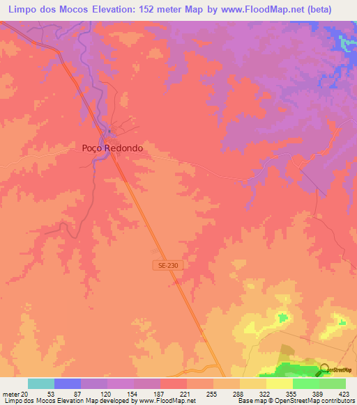 Limpo dos Mocos,Brazil Elevation Map