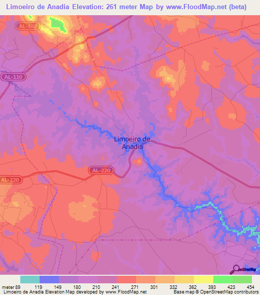 Limoeiro de Anadia,Brazil Elevation Map