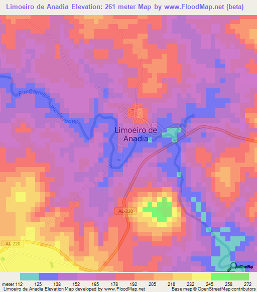 Limoeiro de Anadia,Brazil Elevation Map