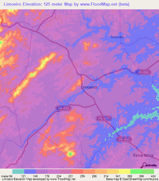 Limoeiro,Brazil Elevation Map