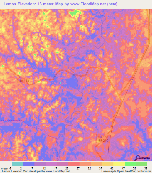 Lemos,Brazil Elevation Map