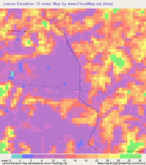 Lemos,Brazil Elevation Map