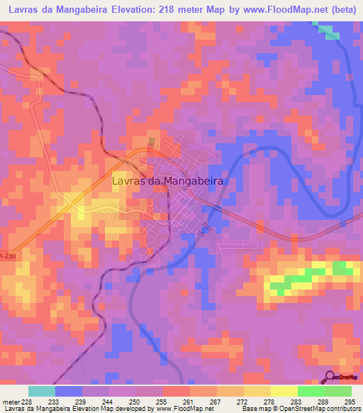 Lavras da Mangabeira,Brazil Elevation Map