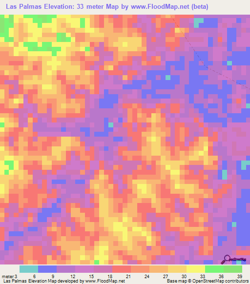 Las Palmas,Brazil Elevation Map