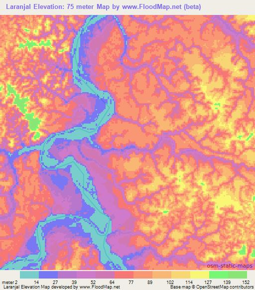 Laranjal,Brazil Elevation Map