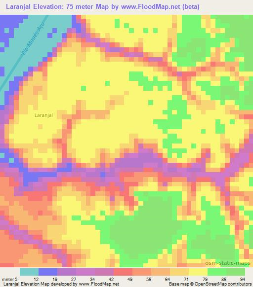 Laranjal,Brazil Elevation Map