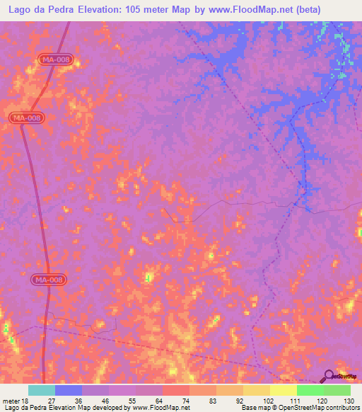 Lago da Pedra,Brazil Elevation Map