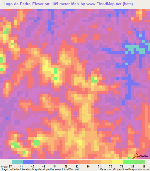 Lago da Pedra,Brazil Elevation Map