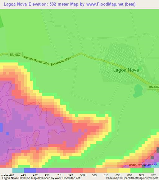 Lagoa Nova,Brazil Elevation Map