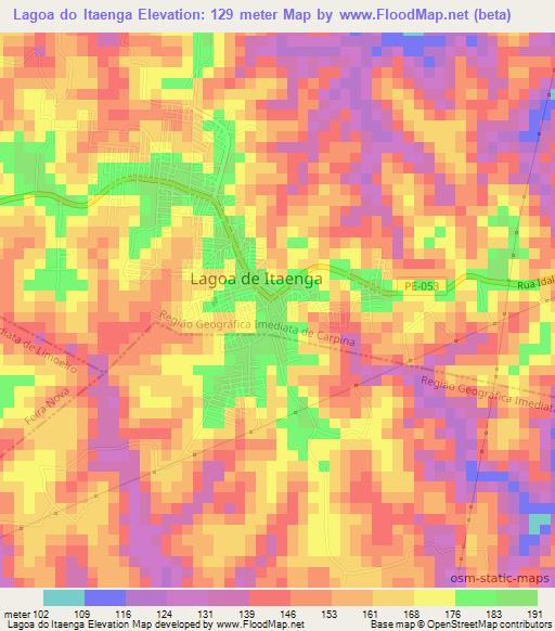 Lagoa do Itaenga,Brazil Elevation Map