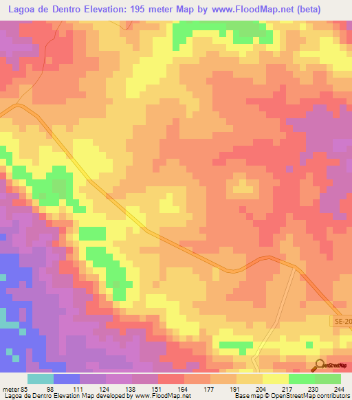 Lagoa de Dentro,Brazil Elevation Map