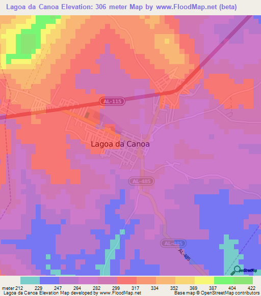 Lagoa da Canoa,Brazil Elevation Map