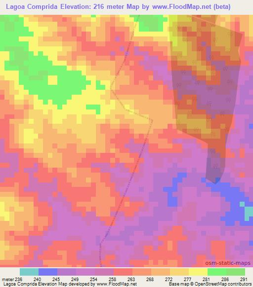 Lagoa Comprida,Brazil Elevation Map