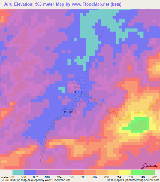 Juru,Brazil Elevation Map