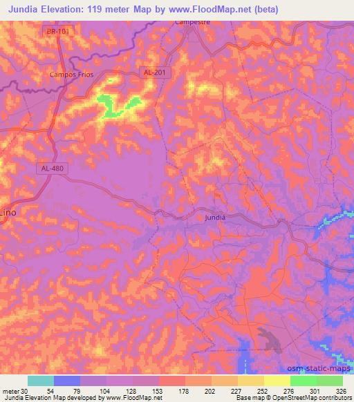 Jundia,Brazil Elevation Map