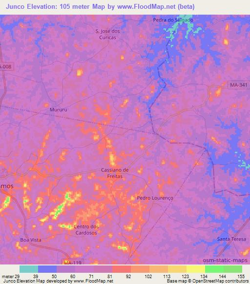 Junco,Brazil Elevation Map